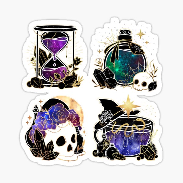 Elegant Gold and Galaxy Halloween Collection Sticker