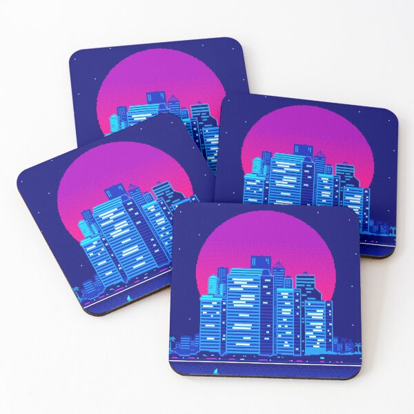 Item preview, Pixelart Vaporwave City designed and sold by Retroperks.