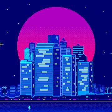 Artwork thumbnail, Pixelart Vaporwave City by Retroperks