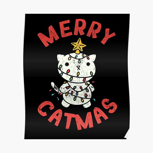 "Funny Cat Christmas Tree Cats Love Christmas" Poster for Sale by Yanyo