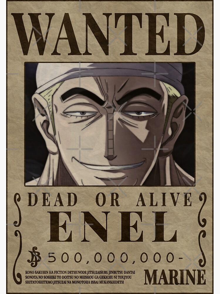 God Enel One Piece Enel Bounty Poster Skypeia Goro goro no mi Poster for  Sale by One Piece Bounty Poster