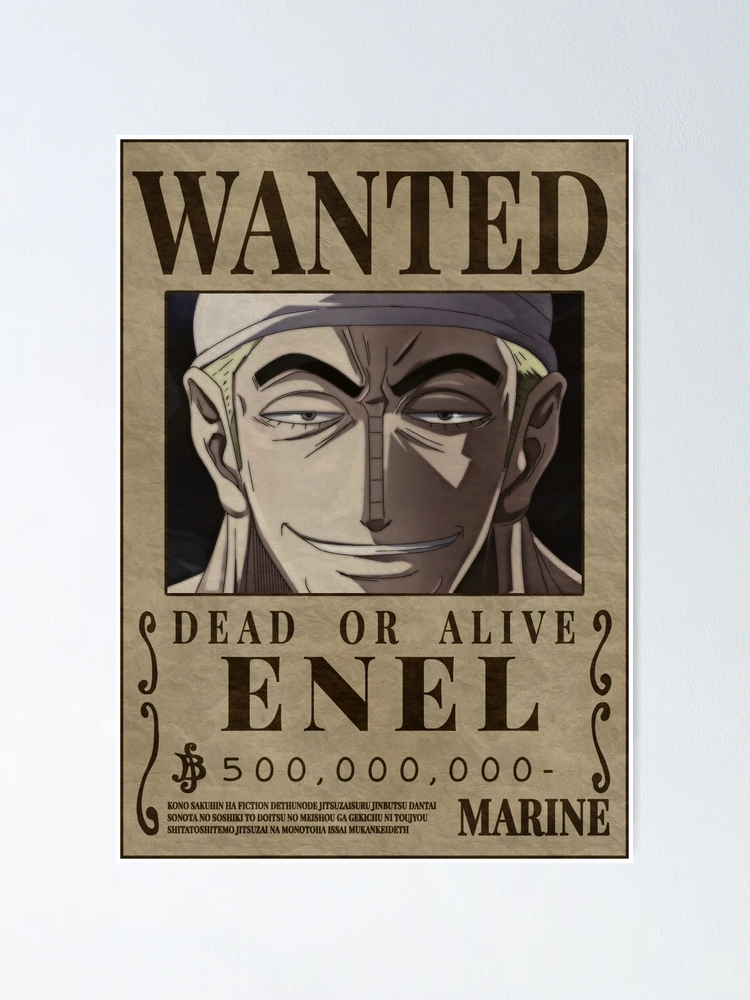 God Enel One Piece Enel Bounty Poster Skypeia Goro goro no mi Poster for  Sale by One Piece Bounty Poster