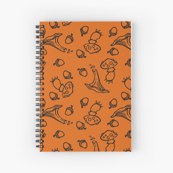 Mushroom Autumn Pattern (Black on warm color) Spiral Notebook