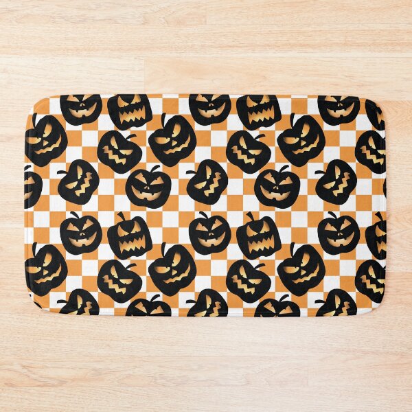 Item preview, Y2K Checkerboard Halloween Pumpkins in Orange designed and sold by KathrinLegg.