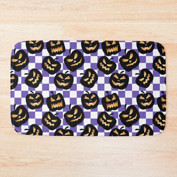 Item preview, Y2K Checkerboard Halloween Pumpkins in Purple designed and sold by KathrinLegg.