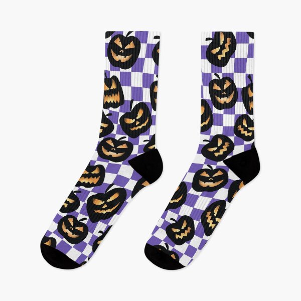 Item preview, Y2K Checkerboard Halloween Pumpkins in Purple designed and sold by KathrinLegg.