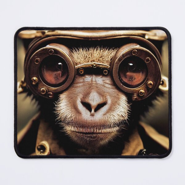 Item preview, Steampunk monkey wearing a hat and glasses designed and sold by PeanutArtCorner.