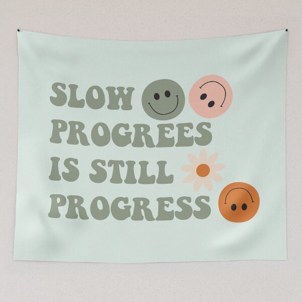 Item preview, Slow Progress is Still Progress Groovy Smiley Faces and Flowers designed and sold by bolimj.