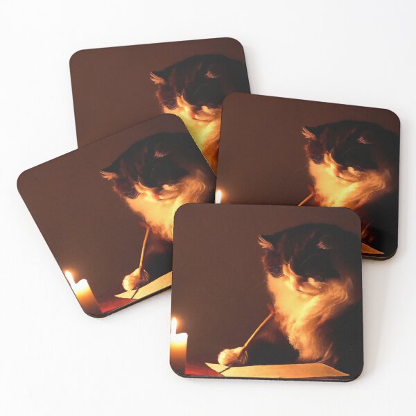 Item preview, Marat the Cat, writing by candlelight (Baroque) designed and sold by thecatandkettle.