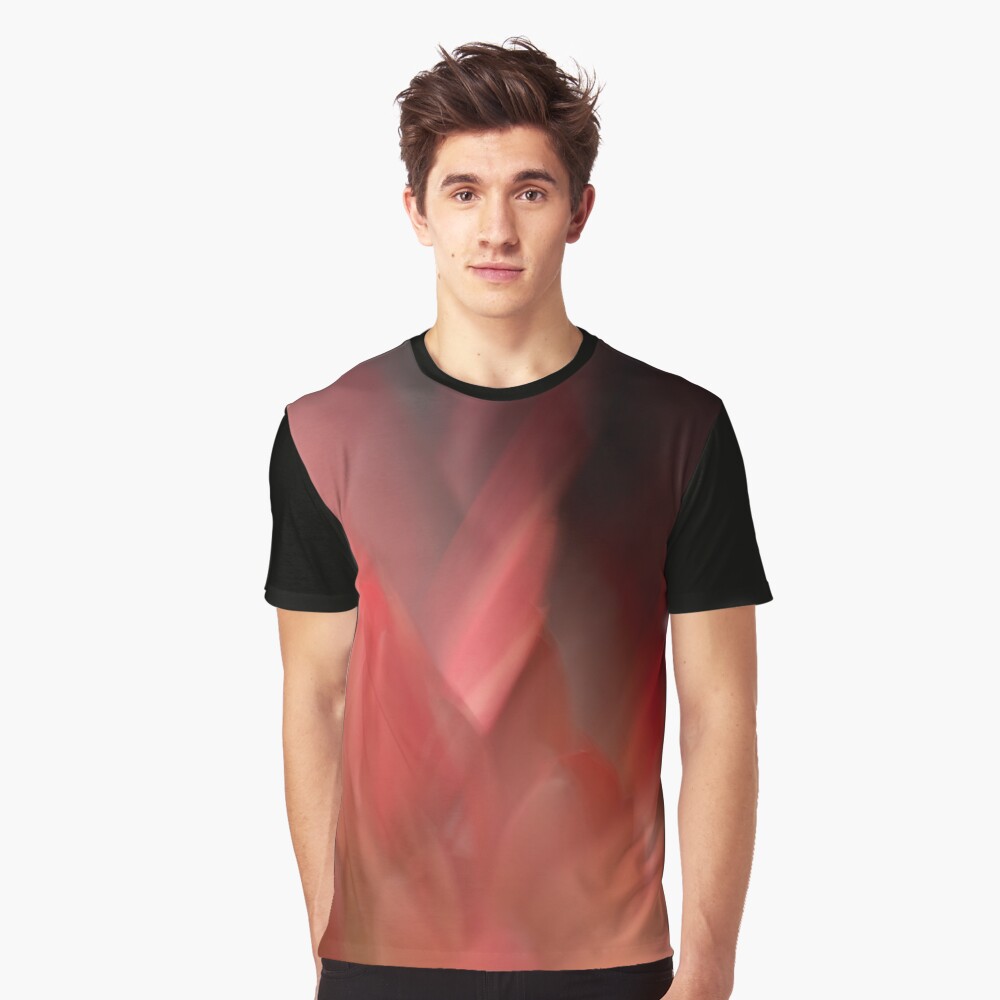 Fleur Blur-Abstract Red Leaves Photo Graphic T-Shirt