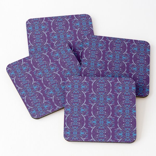 Item preview, Cool blues with purple background, unique hand drawn geometric repeating pattern - WelshDesigns designed and sold by welshdesigns.