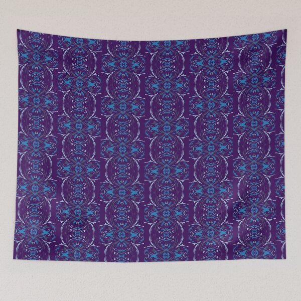 Item preview, Cool blues with purple background, unique hand drawn geometric repeating pattern - WelshDesigns designed and sold by welshdesigns.