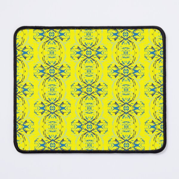 Item preview, Cool blues with yellow background, unique hand drawn geometric repeating pattern - WelshDesigns designed and sold by welshdesigns.