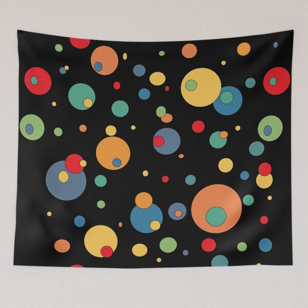 Item preview, Multi coloured cosmic bubbles retro cartoon orbs black designed and sold by AngelDawnDesign.