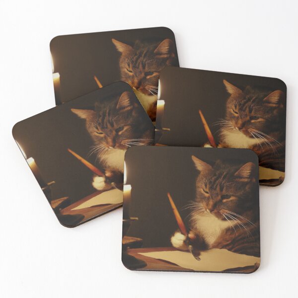 Item preview, Ambrose the Cat, writing by candlelight (Baroque) designed and sold by thecatandkettle.