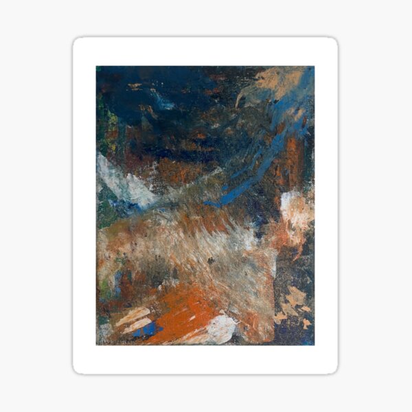 Dark Blue and Orange Abstract Painting Sticker