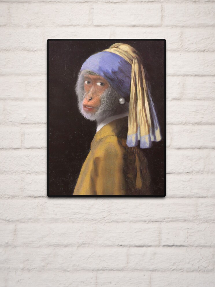 Chimp with the Pearl Earring | Metal Print