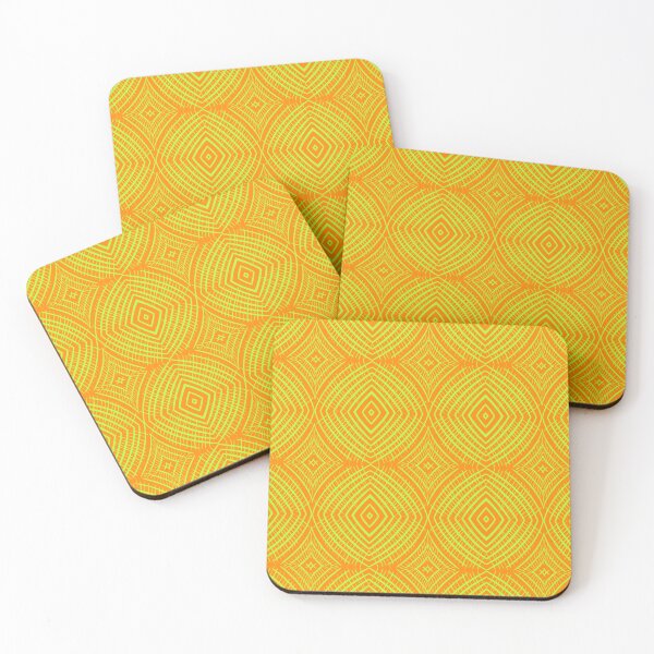 Item preview, Neon green, orange background, unique hand drawn geometric repeating pattern - WelshDesigns designed and sold by welshdesigns.