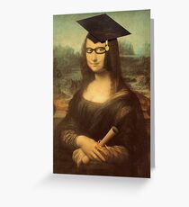 Mona Lisa Graduate with Glasses Greeting Card