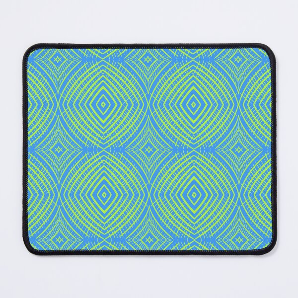 Item preview, Neon green, light blue background, unique hand drawn geometric repeating pattern - WelshDesigns designed and sold by welshdesigns.