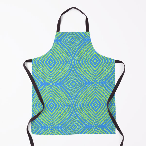Item preview, Neon green, light blue background, unique hand drawn geometric repeating pattern - WelshDesigns designed and sold by welshdesigns.