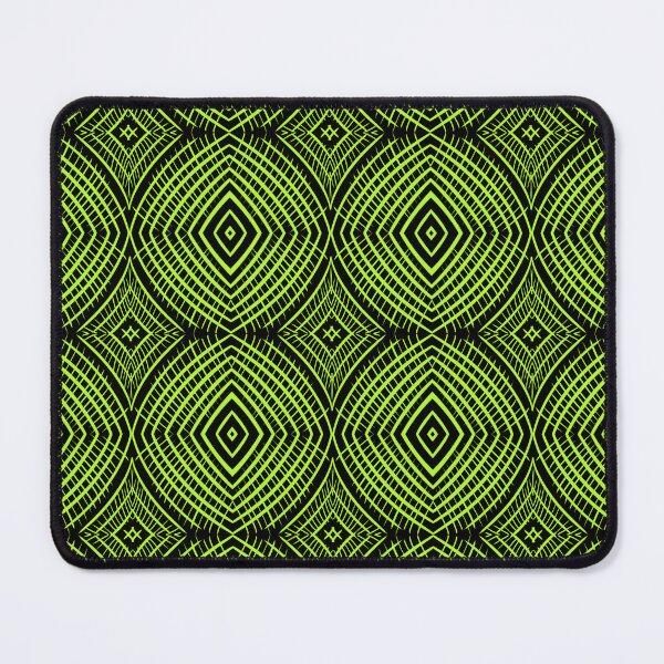 Item preview, Neon green, black background, unique hand drawn geometric repeating pattern - WelshDesigns designed and sold by welshdesigns.