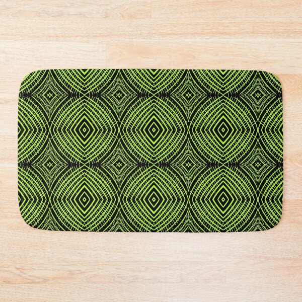 Item preview, Neon green, black background, unique hand drawn geometric repeating pattern - WelshDesigns designed and sold by welshdesigns.