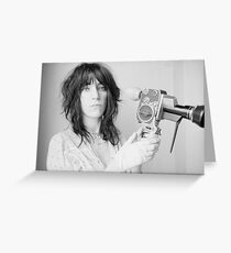 Patti Smith mit einer Videokamera Grußkarte