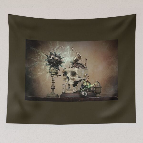 Item preview, Copy of Skull tattooed by steampunk robot hands designed and sold by Cinzia Murgia.