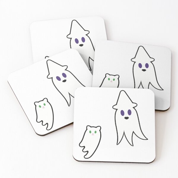 Item preview, Cute Witch and Cat Ghosts (White Background) designed and sold by believeluna.