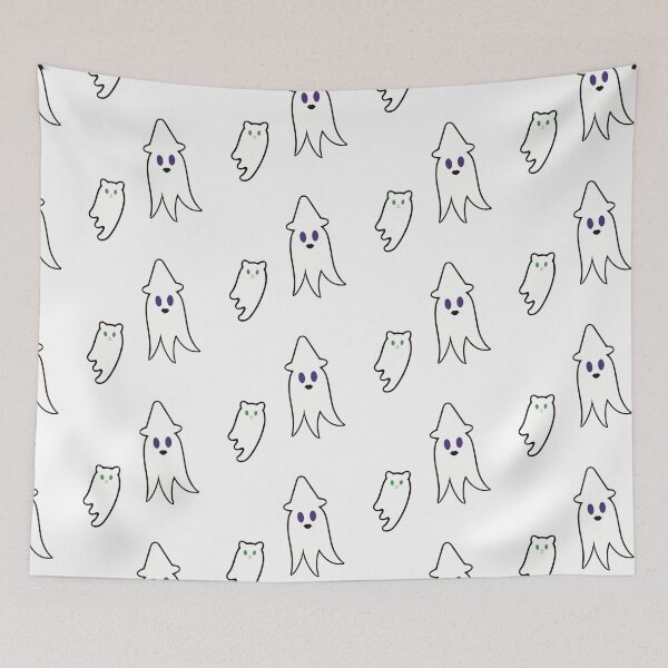 Item preview, Cute Witch and Cat Ghosts (White Background) designed and sold by believeluna.