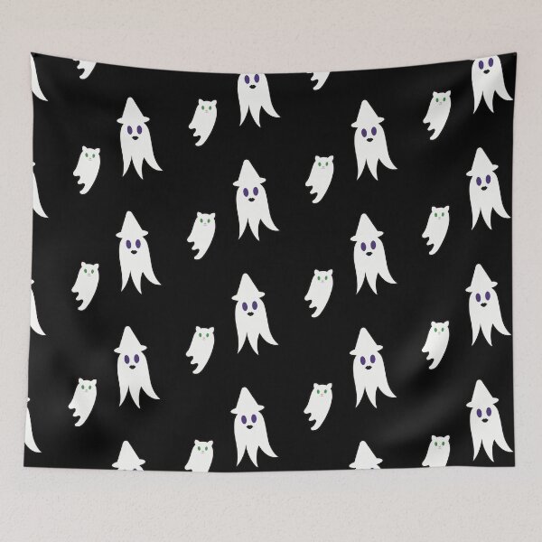 Item preview, Cute Witch and Cat Ghosts (Black Background) designed and sold by believeluna.