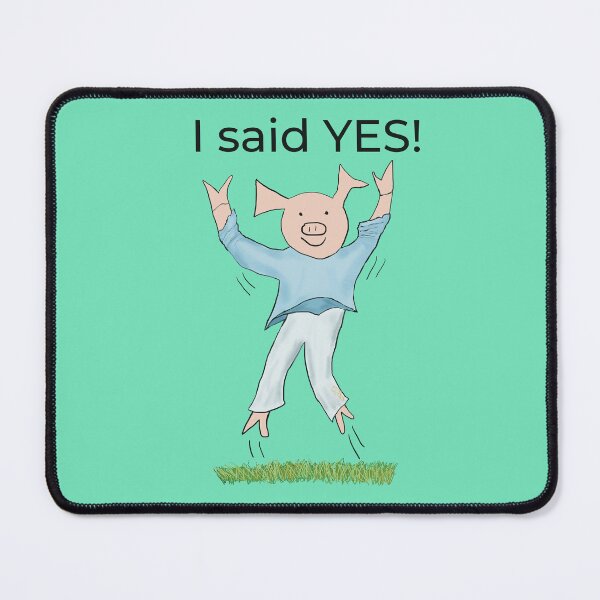 Item preview, I said yes! Green Engagement, proposal, moving in together, going steady, dating, celebrate, elated cute pig. Yes! designed and sold by PiggingJapan.