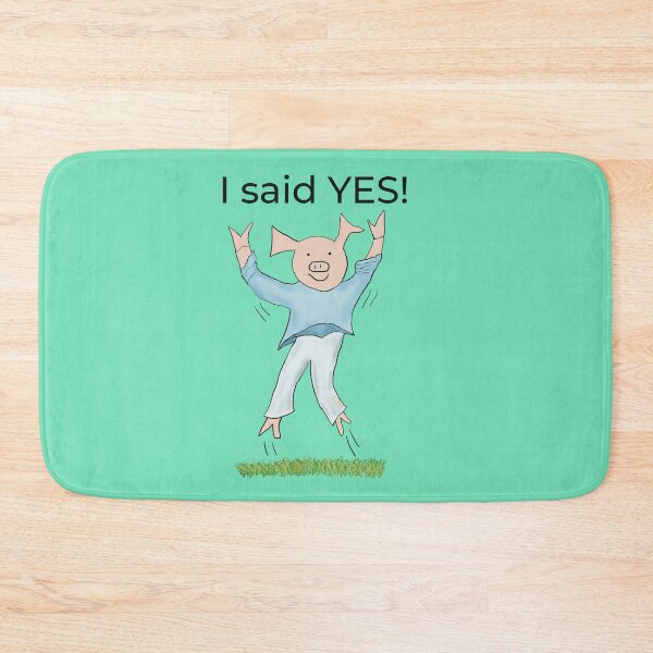 Item preview, I said yes! Green Engagement, proposal, moving in together, going steady, dating, celebrate, elated cute pig. Yes! designed and sold by PiggingJapan.