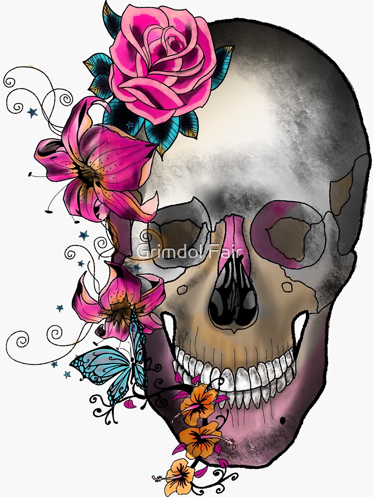 Gothic Floral Skull by amandadgatton