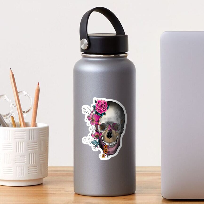 Gothic Floral Skull Sticker