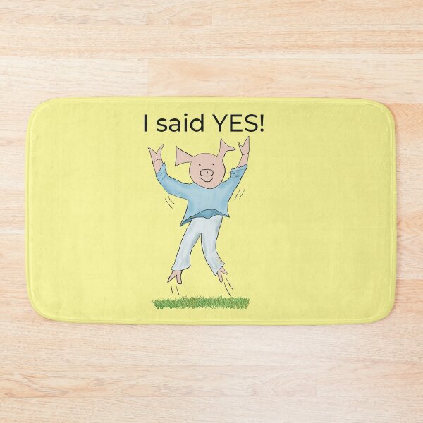 Item preview, I said yes! Yellow, Engagement, proposal, moving in together, going steady, dating, celebrate, elated cute pig. Yes! designed and sold by PiggingJapan.