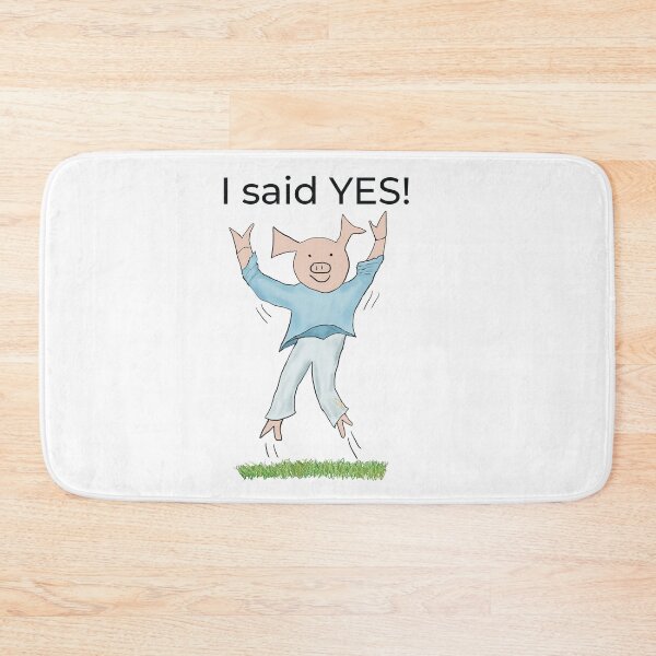 Item preview, I said yes! White, Engagement, proposal, moving in together, going steady, dating, celebrate, elated cute pig. Yes! designed and sold by PiggingJapan.
