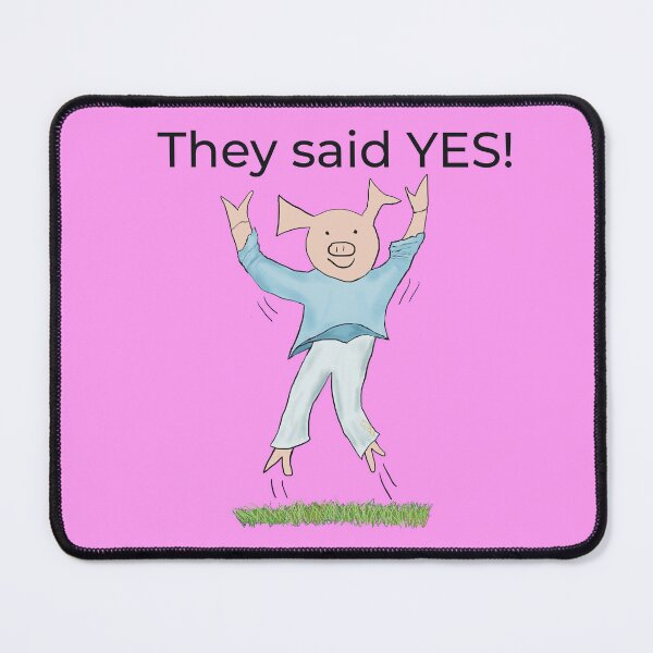 Item preview, They said yes! Pink, Engagement, proposal, moving in together, going steady, dating, celebrate, elated cute pig. Yes! designed and sold by PiggingJapan.