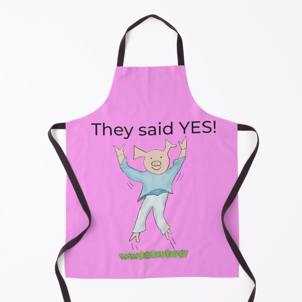 Item preview, They said yes! Pink, Engagement, proposal, moving in together, going steady, dating, celebrate, elated cute pig. Yes! designed and sold by PiggingJapan.