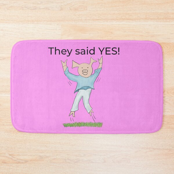 Item preview, They said yes! Pink, Engagement, proposal, moving in together, going steady, dating, celebrate, elated cute pig. Yes! designed and sold by PiggingJapan.