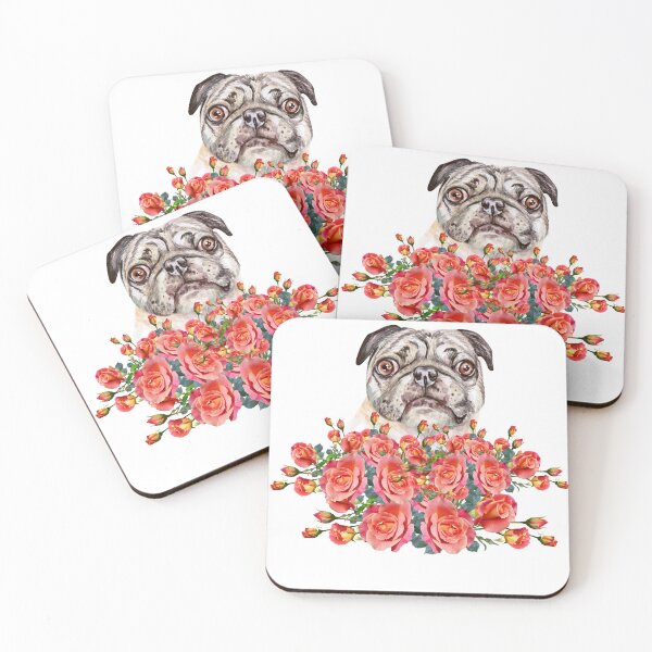 Item preview, Floral Pug. Floral dog. Dog and flowers  designed and sold by Doggymadness.
