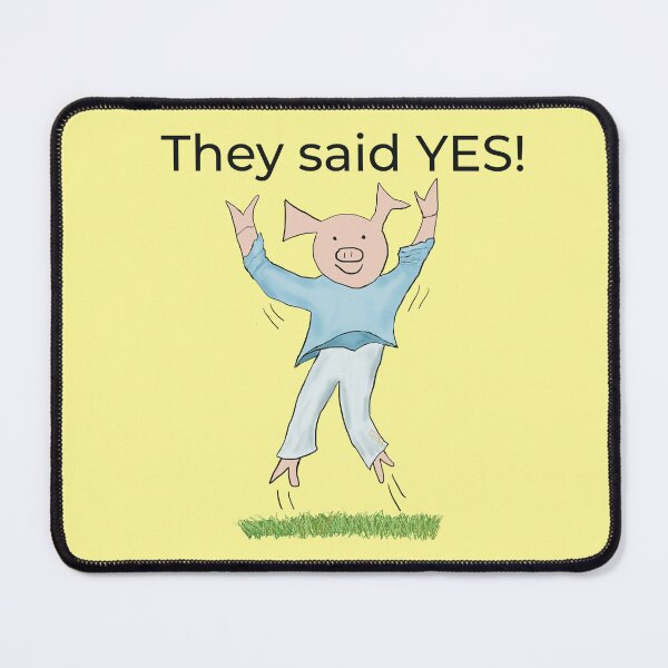 Item preview, They said yes! Yellow, Engagement, proposal, moving in together, going steady, dating, celebrate, elated cute pig. Yes! designed and sold by PiggingJapan.