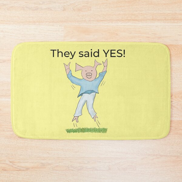 Item preview, They said yes! Yellow, Engagement, proposal, moving in together, going steady, dating, celebrate, elated cute pig. Yes! designed and sold by PiggingJapan.