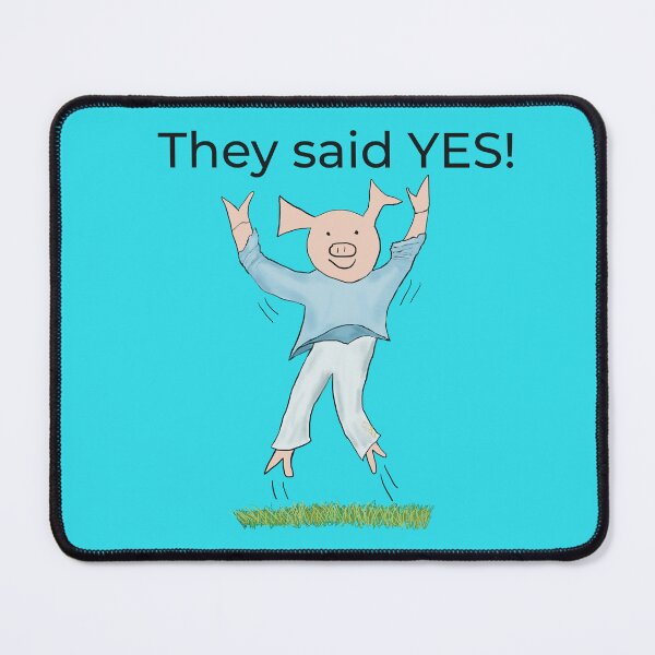 Item preview, They said yes! Blue, Engagement, proposal, moving in together, going steady, dating, celebrate, elated cute pig. Yes! designed and sold by PiggingJapan.