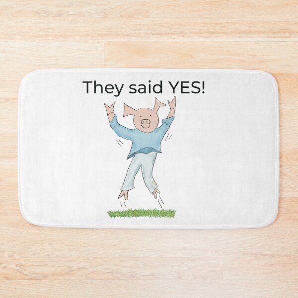 Item preview, They said yes! White, Engagement, proposal, moving in together, going steady, dating, celebrate, elated cute pig. Yes! designed and sold by PiggingJapan.