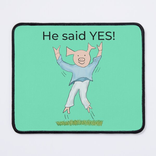 Item preview, He said yes! Green, Engagement, proposal, moving in together, going steady, dating, celebrate, elated cute pig. Yes! designed and sold by PiggingJapan.