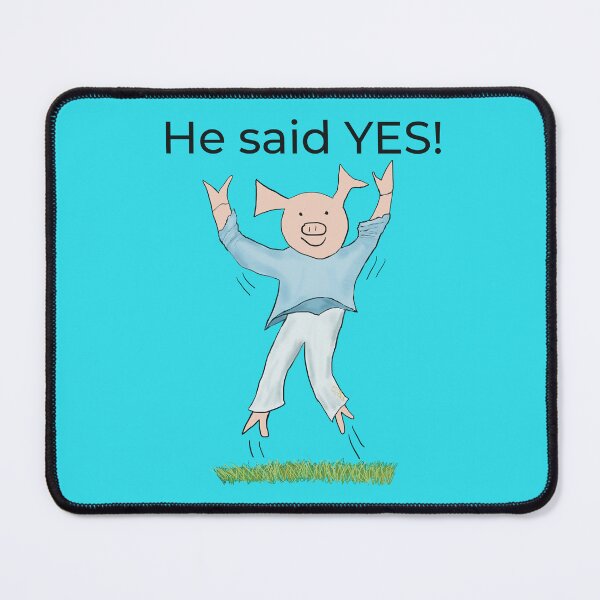 Item preview, He said yes! Blue, Engagement, proposal, moving in together, going steady, dating, celebrate, elated cute pig. Yes! designed and sold by PiggingJapan.