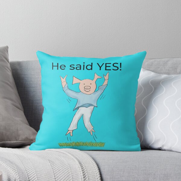 Item preview, He said yes! Blue, Engagement, proposal, moving in together, going steady, dating, celebrate, elated cute pig. Yes! designed and sold by PiggingJapan.
