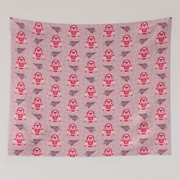 Item preview, Space robots pattern pink designed and sold by payalsalot.